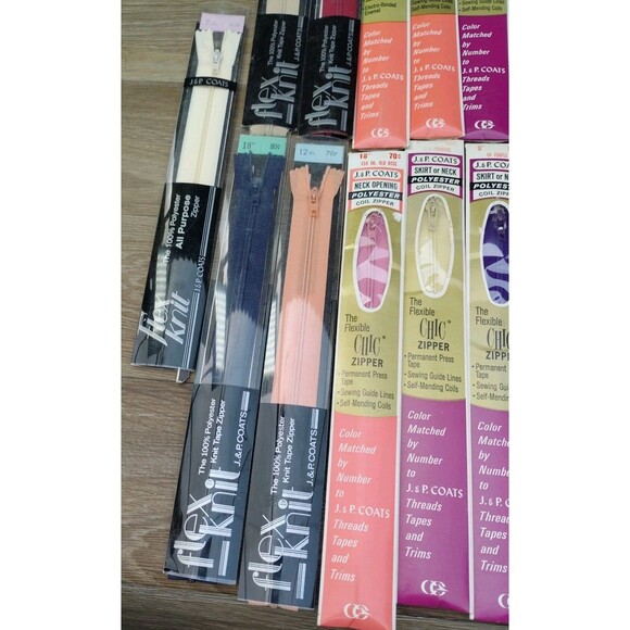 NOS Vintage Sewing Zipper LOT of 35 J & P Coats Flex Knit - Picture 9 of 9